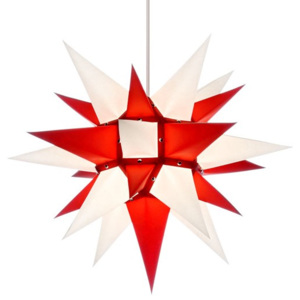 Herrnhutská hvězda i4 - bílá/ červená, ∅ 40 cm