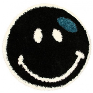 Kusový koberec Shaggy vlas 30 mm Smile černý, Velikosti 67x67cm