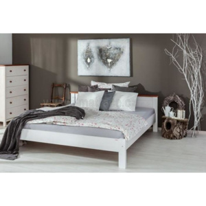 Dřevěná postel Anny nízké čelo 200x160 Bílo-hnědá