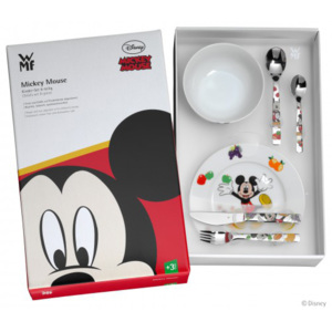 WMF Dětské nádobí Mickey Mouse, dětská jídelní sada Disney 6 ks, s příborem