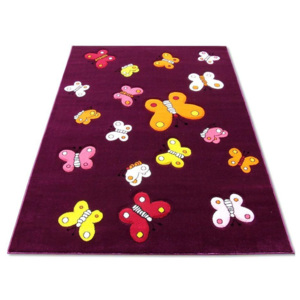 Dětský kusový koberec eko Motýlci fialový, Velikosti 140x200cm