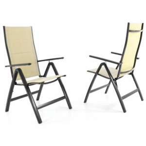 Sada dvou zahradních skládacích židlí DELUXE - krémová - OEM D40798