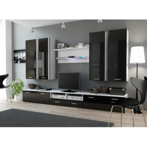 Luxusní nábytek do obýváku DREAM 3B Bílý / Černý lesk