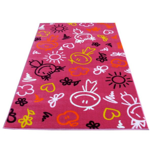 Dětský kusový koberec Kresby růžový, Velikosti 140x200cm
