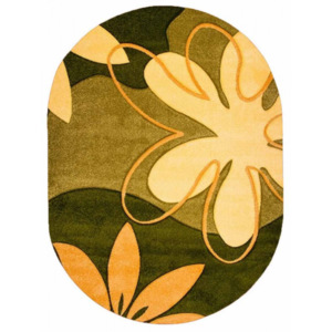 Kusový koberec Květy zelený ovál, Velikosti 60x100cm