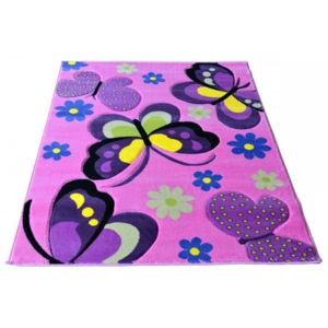 Dětský koberec Motýlci růžový, Velikosti 133x190cm