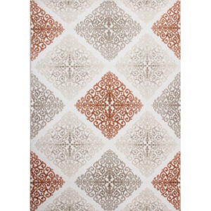 Luxusní koberec akryl Krajkované čtverečky béžovo terakotový, Velikosti 80x150cm