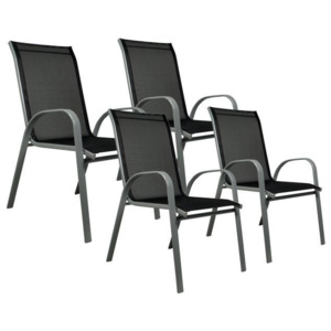Sada 4 x zahradní židle stohovatelná s vysokým opěradlem - OEM D29331