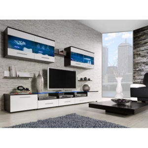 Elegantní obývací stěna CAMA 1D Wenge / Bílý lesk