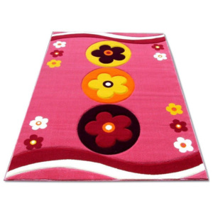 Dětský kusový koberec eko Tři květy růžový, Velikosti 100x200cm
