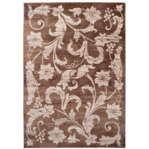 Luxusní kusový koberec Květovaný viskóza hnědý, Velikosti 120x170cm