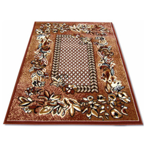 Kusový koberec PP Květy v okraji hnědý 2, Velikosti 50x90cm