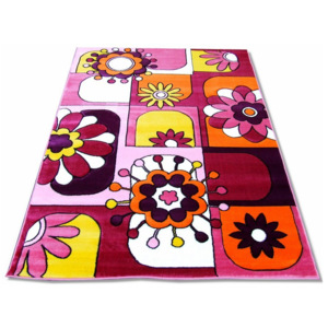 Dětský kusový koberec Květiny fialový, Velikosti 140x200cm