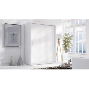 Luxusní šatní skříň s posuvnými dveřmi LONDON 150 bílý mat