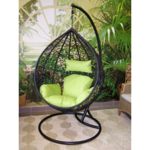 Závěsné relaxační křeslo TARA- černé | Varianta: varianta sedáků - zelená barva
