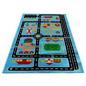 Dětský kusový koberec eko Plán města modrý, Velikosti 240x330cm