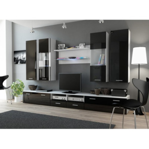 Moderní nábytek do obýváku DREAM 2B Bílý / Černý lesk