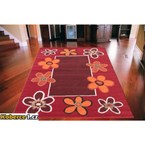 Kusový koberec PP Květy bordó, Velikosti 80x150cm