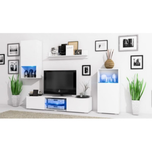 Moderni obývací stěna LOFT Bílý mat / Čelo Bílý mat