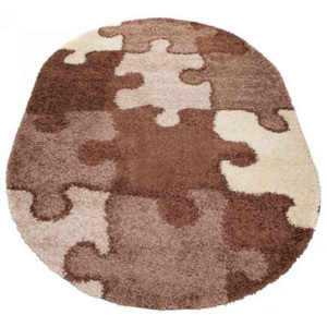 Kusový koberec Shaggy Luna Puzzle hnědý ovál, Velikosti 160x220cm
