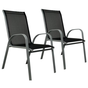 Sada 2x zahradní židle stohovatelná s vysokým opěradlem - OEM D29330
