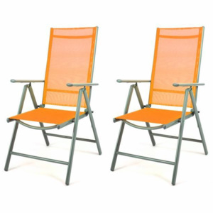 Zahradní sada 2 skládací polohovatelné židle - oranžová - OEM D27260