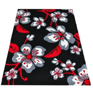 Kusový koberec Něžné květy černý, Velikosti 80x150cm