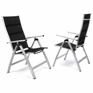 Sada 2 ks luxusních hliníkových polohovatelných černých židlí - OEM D35223