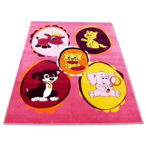 Dětský kusový koberec Zvířátka růžový, Velikosti 160x220cm