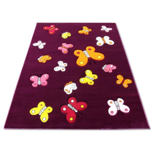 Dětský kusový koberec Motýlci fialový, Velikosti 100x200cm