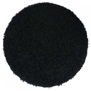 Kusový koberec Shaggy vlas 50 mm černý kruh, Velikosti 60x60cm