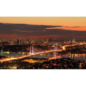 Fototapeta, Tapeta Istanbul výhled na město v noci, (254 x 184 cm)