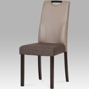 Jídelní židle AUC-208cap BK koženka cappuccino/látka šedá - Autronic