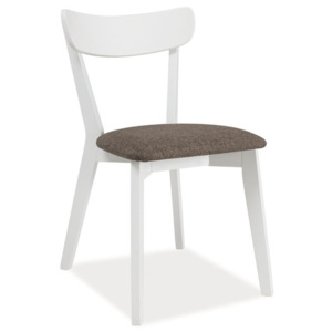 Dřevěná jídelní židle bílé barvy s čalouněným sedákem KN276