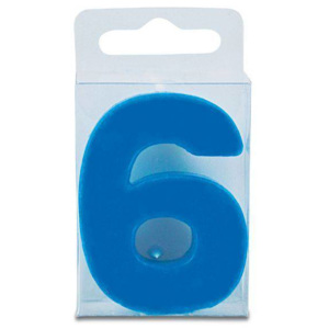 Svíčka ve tvaru číslice 6 - mini, modrá - Stadter