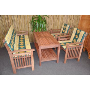 Zahradní nábytek set s lavicí zelené polstry