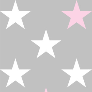 Tapety Grey & White & Pink 33 cm Stars
