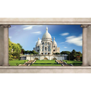 Fototapeta, Tapeta Paříž Sacré Coeur - Pohled z okna, (416 x 254 cm)