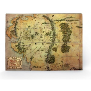 Dřevěný obraz Hobit - mapa Středozemě, (59 x 40 cm)
