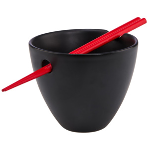 YUMYUM Miska na polévku s hůlkami - černá/červená