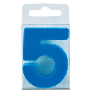 Svíčka ve tvaru číslice 5 - mini, modrá - Stadter