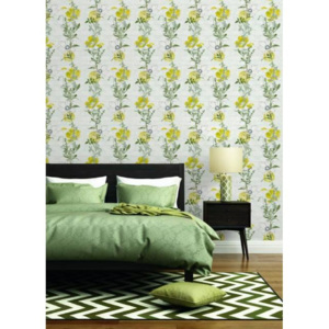32800-2 tapety na zeď Urban Flowers | 0,53 x 10,05 m | žlutá, šedá, bílá