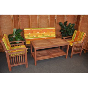 Zahradní nábytek set s lavicí žluté polstry