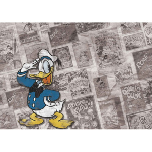 Fototapeta, Tapeta Disney - Kačer Donald, vintage noviny, (254 x 184 cm)