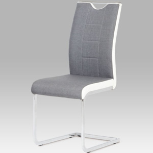 Jídelní židle DCL-410 GREY2 látka šedá/koženka bílá - Autronic