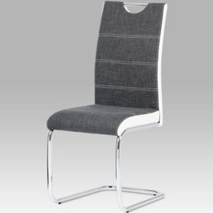 Jídelní židle HC-582 GREY2 látka šedá/koženka bílá - Autronic
