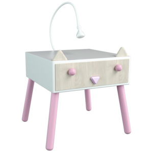 Noční stolek s růžovými detaily Dotties Kočička