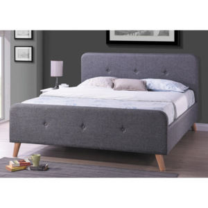 Čalouněná postel v šedé barvě o rozměru 140x200 cm KN234