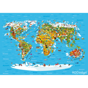 Dětská fototapeta FTS 1320, Mapa světa, AG Design, rozměry 360 x 254 cm