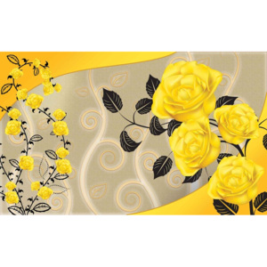 Fototapeta, Tapeta Květiny - Žluté růže, abstraktní umění, (184 x 254 cm)